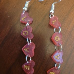 Pink heart shaped love earrings